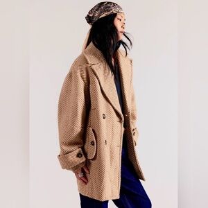 NWT Free People ‘ARI’ Pea Coat | Small | Tan